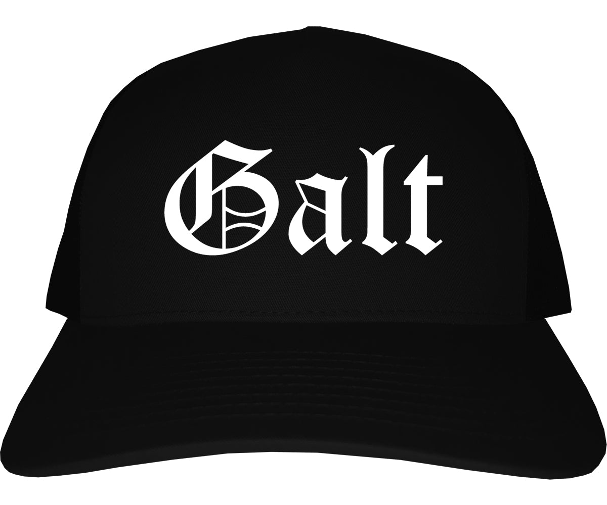 Galt California CA Old English Mens Trucker Hat Cap Black