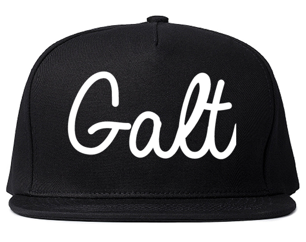 Galt California CA Script Mens Snapback Hat Black