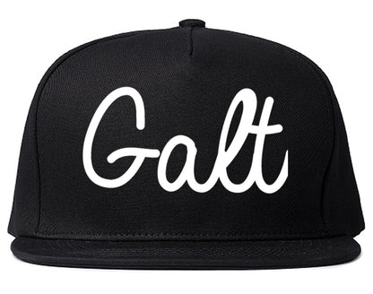 Galt California CA Script Mens Snapback Hat Black