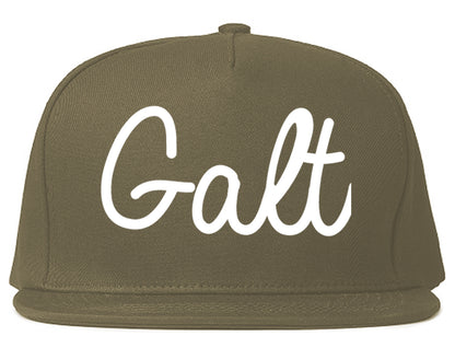 Galt California CA Script Mens Snapback Hat Grey