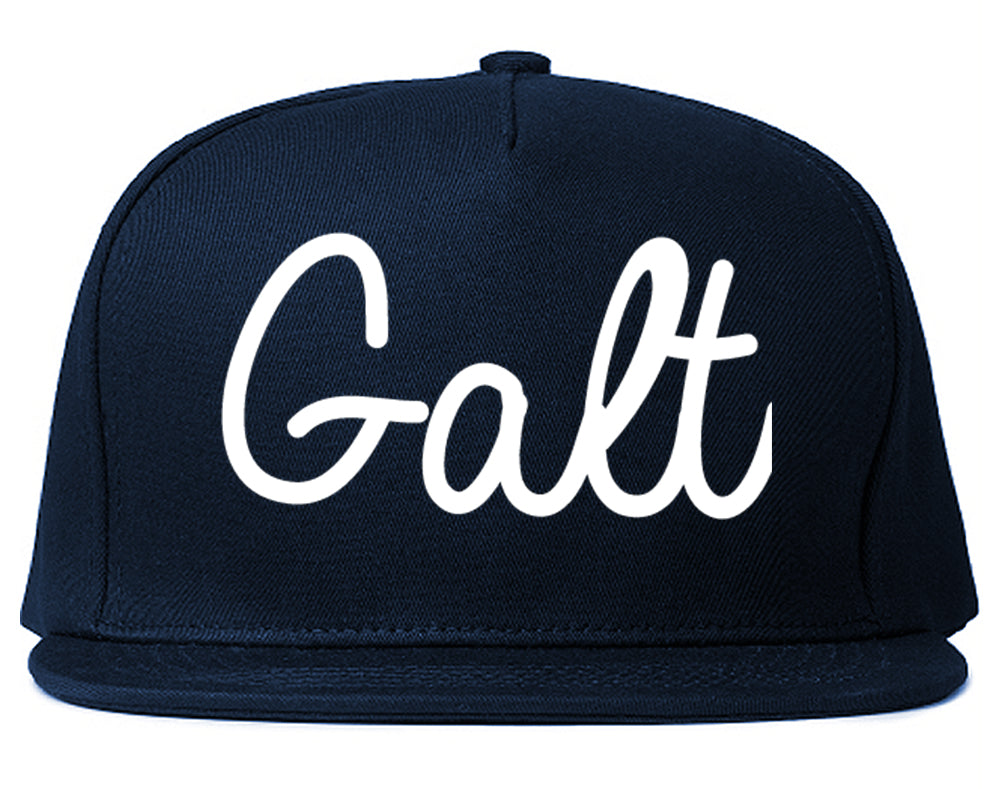 Galt California CA Script Mens Snapback Hat Navy Blue