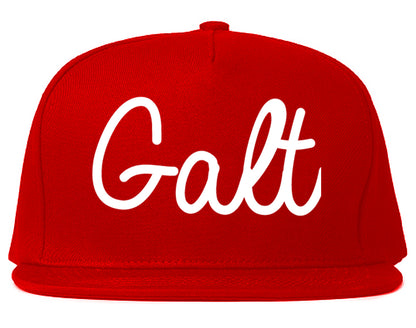 Galt California CA Script Mens Snapback Hat Red