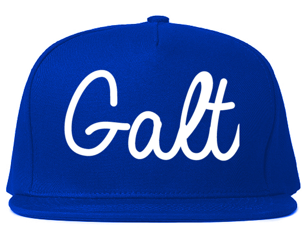 Galt California CA Script Mens Snapback Hat Royal Blue