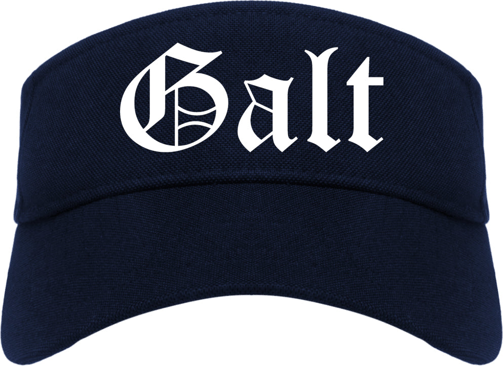 Galt California CA Old English Mens Visor Cap Hat Navy Blue
