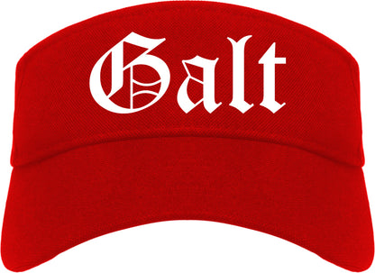 Galt California CA Old English Mens Visor Cap Hat Red