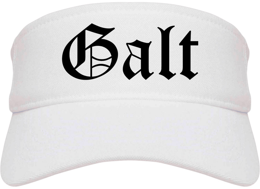 Galt California CA Old English Mens Visor Cap Hat White