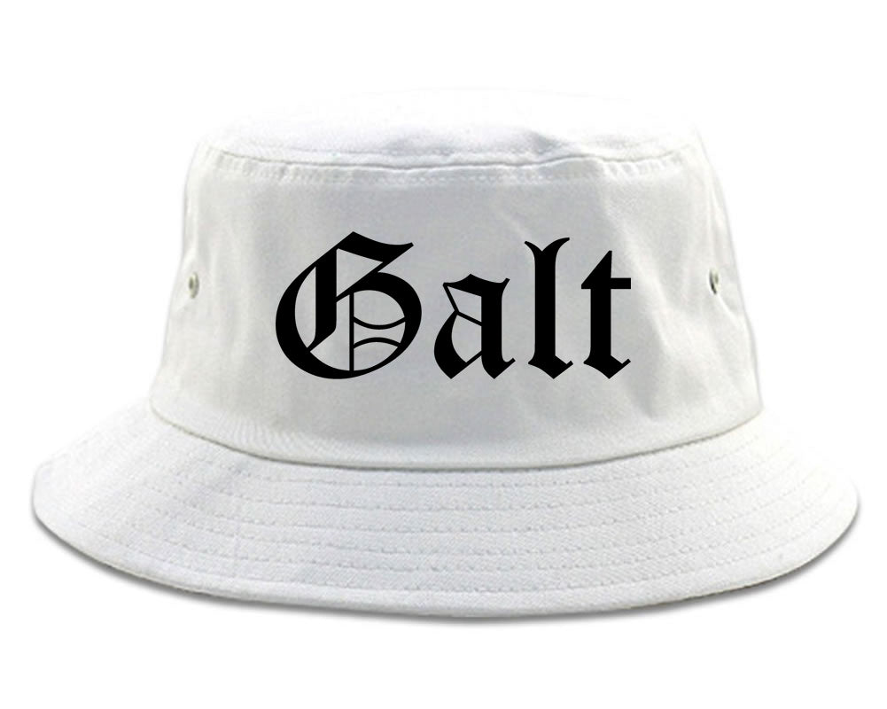 Galt California CA Old English Mens Bucket Hat White