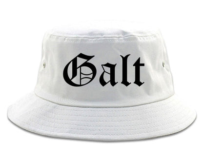 Galt California CA Old English Mens Bucket Hat White