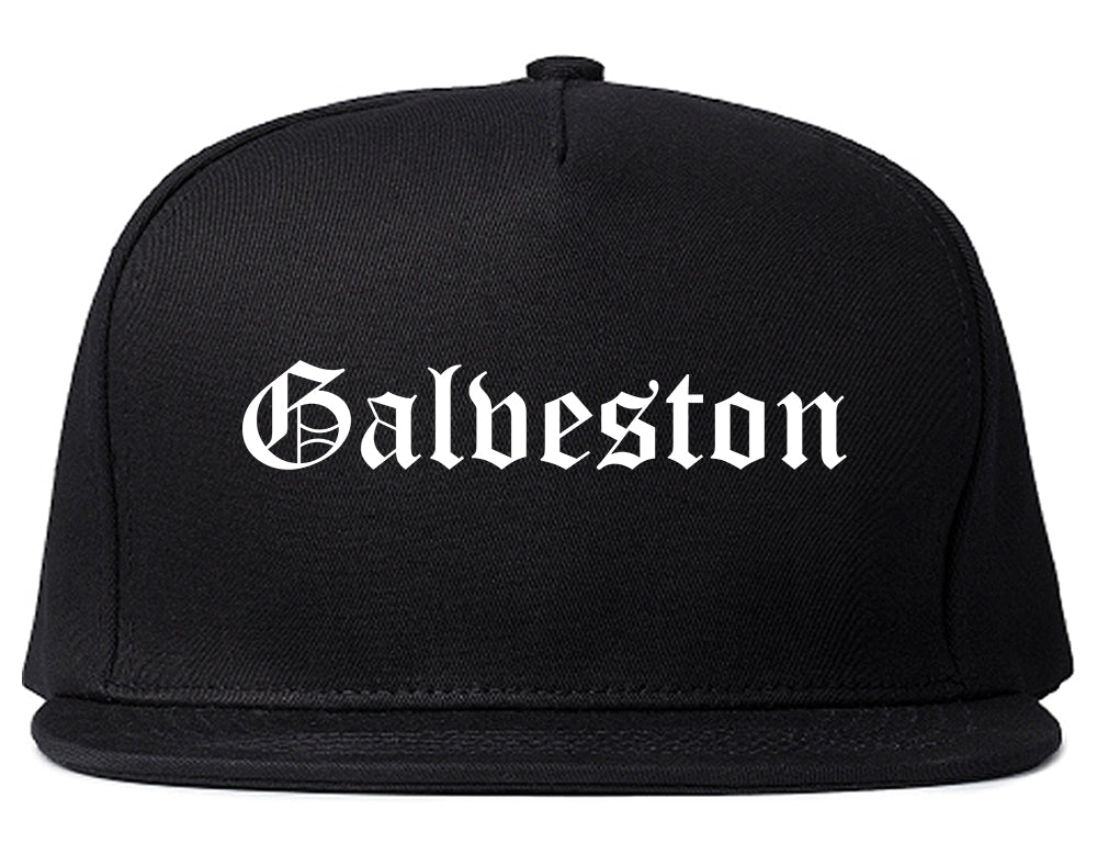 Galveston Texas TX Old English Mens Snapback Hat Black