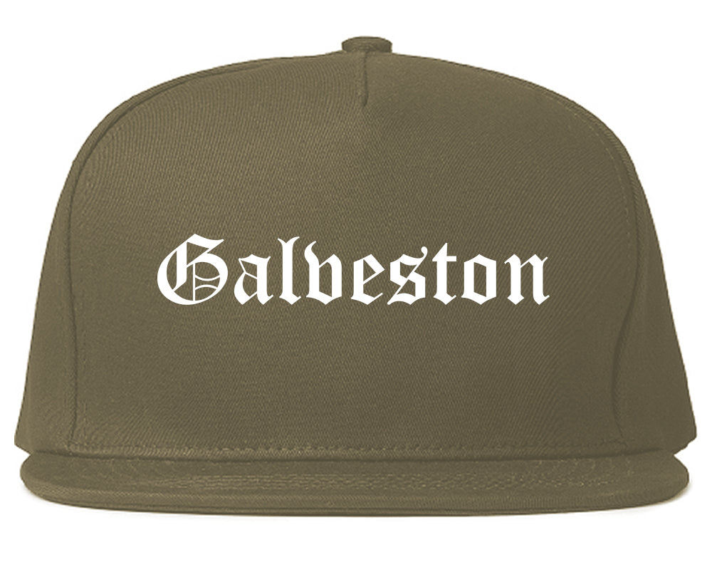 Galveston Texas TX Old English Mens Snapback Hat Grey