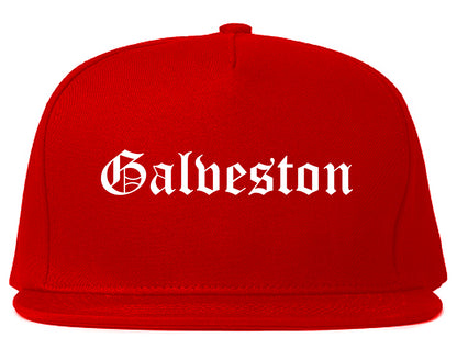 Galveston Texas TX Old English Mens Snapback Hat Red