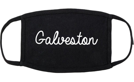 Galveston Texas TX Script Cotton Face Mask Black