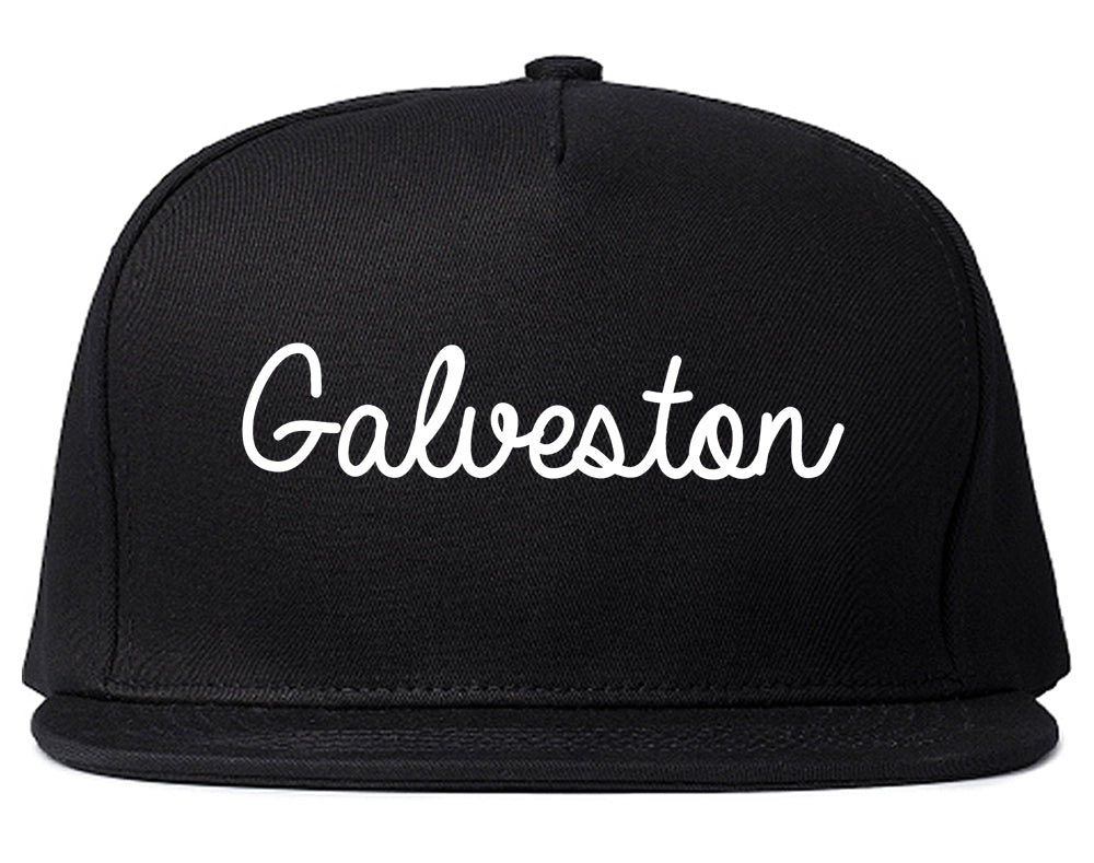 Galveston Texas TX Script Mens Snapback Hat Black