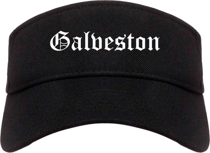 Galveston Texas TX Old English Mens Visor Cap Hat Black