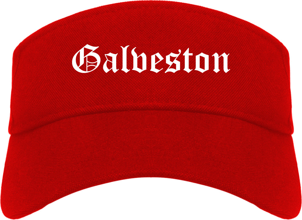Galveston Texas TX Old English Mens Visor Cap Hat Red