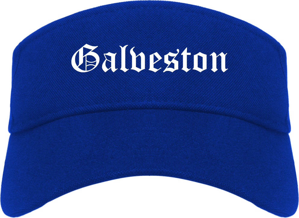 Galveston Texas TX Old English Mens Visor Cap Hat Royal Blue