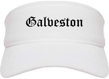 Galveston Texas TX Old English Mens Visor Cap Hat White