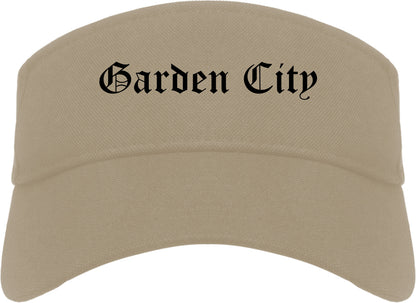 Garden City Kansas KS Old English Mens Visor Cap Hat Khaki