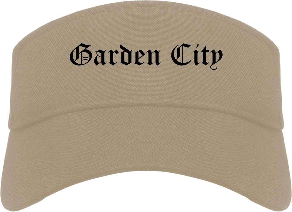 Garden City Michigan MI Old English Mens Visor Cap Hat Khaki