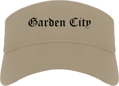 Garden City Michigan MI Old English Mens Visor Cap Hat Khaki