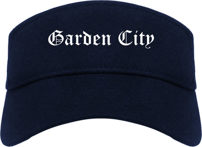 Garden City Michigan MI Old English Mens Visor Cap Hat Navy Blue