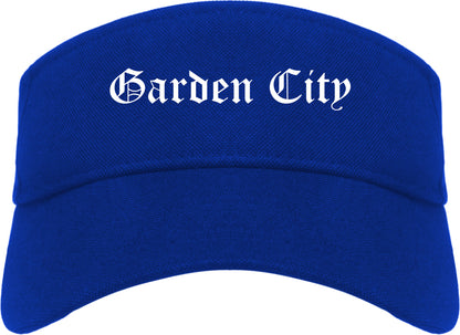 Garden City Michigan MI Old English Mens Visor Cap Hat Royal Blue