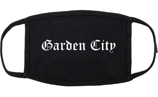 Garden City New York NY Old English Cotton Face Mask Black