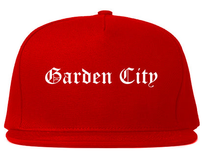 Garden City New York NY Old English Mens Snapback Hat Red