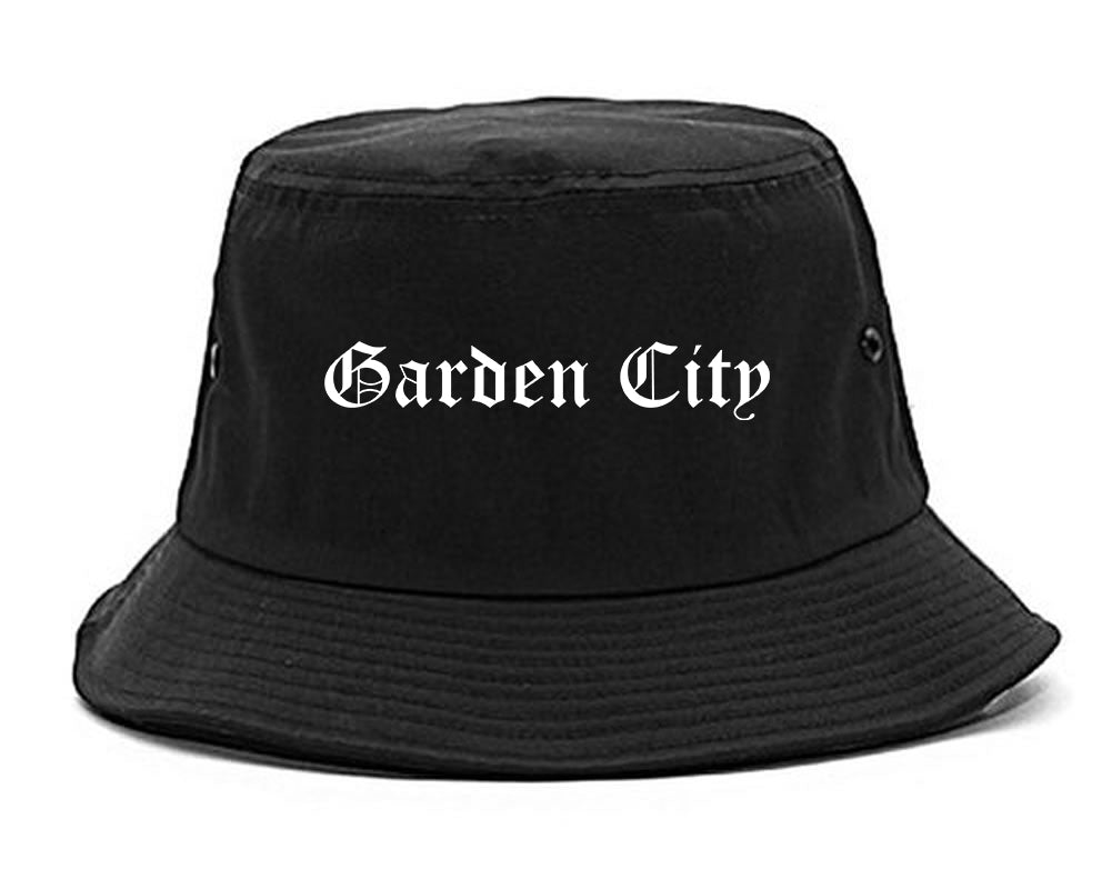 Garden City New York NY Old English Mens Bucket Hat Black