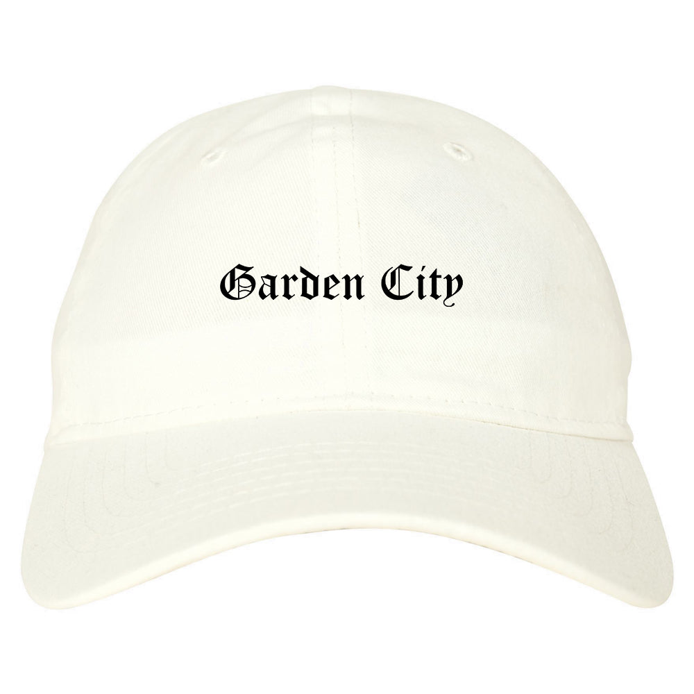 Garden City New York NY Old English Mens Dad Hat Baseball Cap White