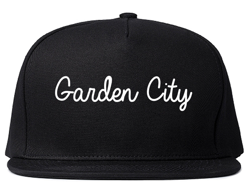 Garden City New York NY Script Mens Snapback Hat Black