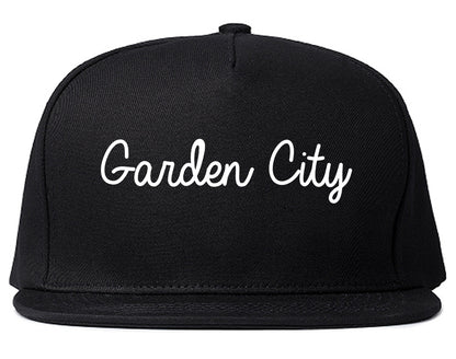 Garden City New York NY Script Mens Snapback Hat Black