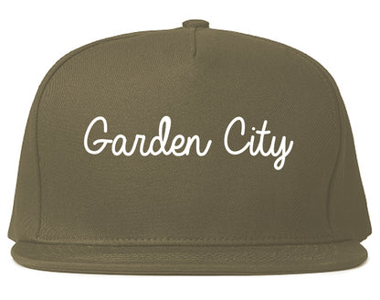 Garden City New York NY Script Mens Snapback Hat Grey