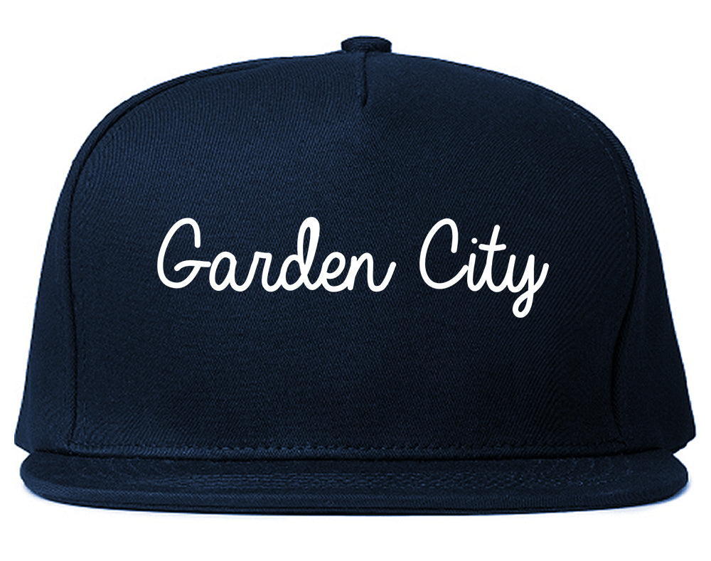 Garden City New York NY Script Mens Snapback Hat Navy Blue