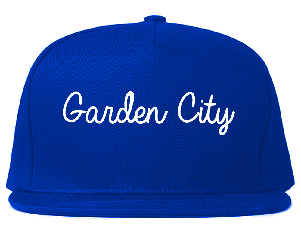 Garden City New York NY Script Mens Snapback Hat Royal Blue