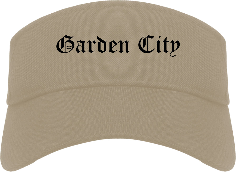 Garden City New York NY Old English Mens Visor Cap Hat Khaki