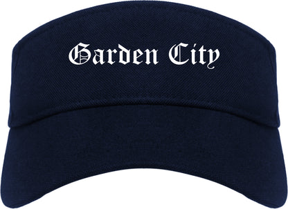 Garden City New York NY Old English Mens Visor Cap Hat Navy Blue