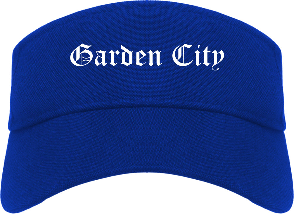 Garden City New York NY Old English Mens Visor Cap Hat Royal Blue
