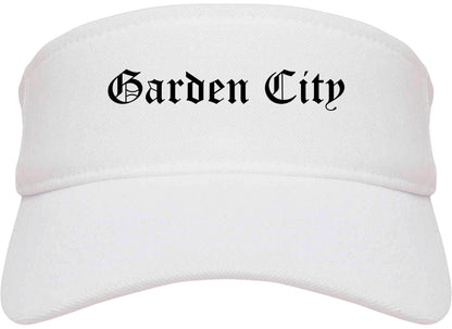 Garden City New York NY Old English Mens Visor Cap Hat White