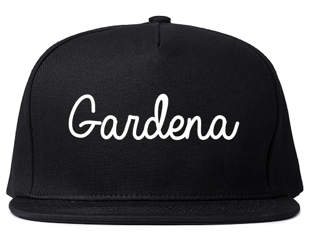 Gardena California CA Script Mens Snapback Hat Black