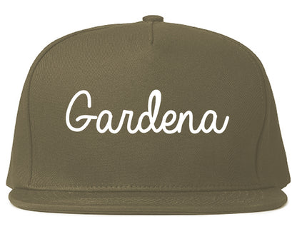 Gardena California CA Script Mens Snapback Hat Grey