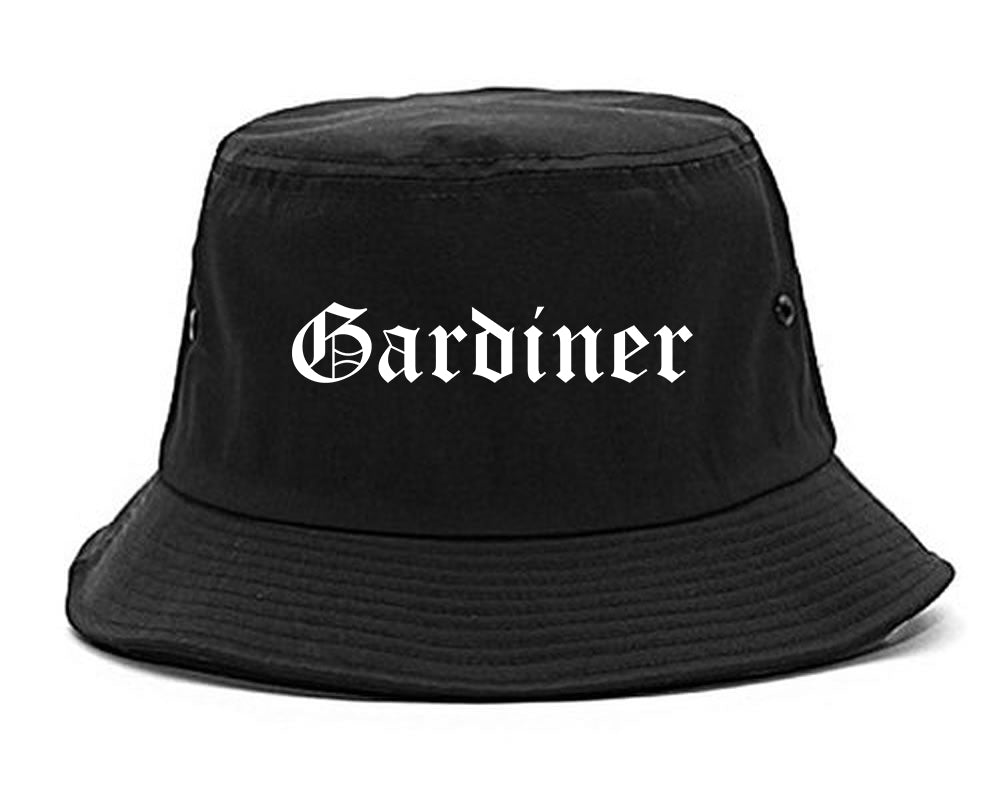Gardiner Maine ME Old English Mens Bucket Hat Black