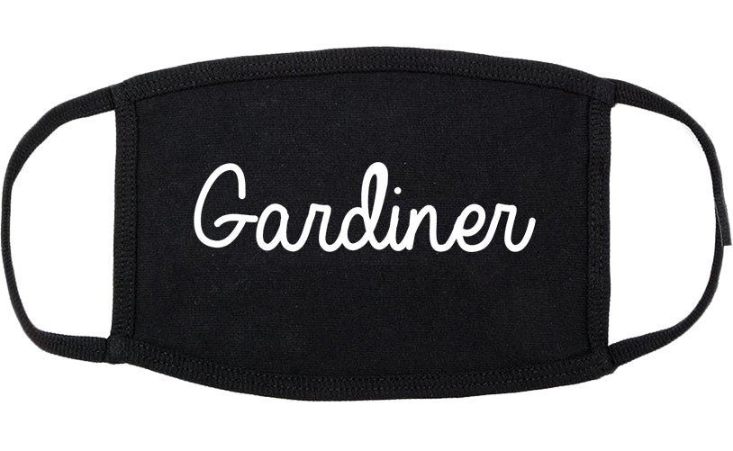 Gardiner Maine ME Script Cotton Face Mask Black