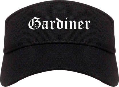 Gardiner Maine ME Old English Mens Visor Cap Hat Black