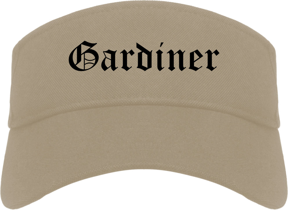 Gardiner Maine ME Old English Mens Visor Cap Hat Khaki