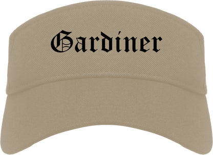 Gardiner Maine ME Old English Mens Visor Cap Hat Khaki