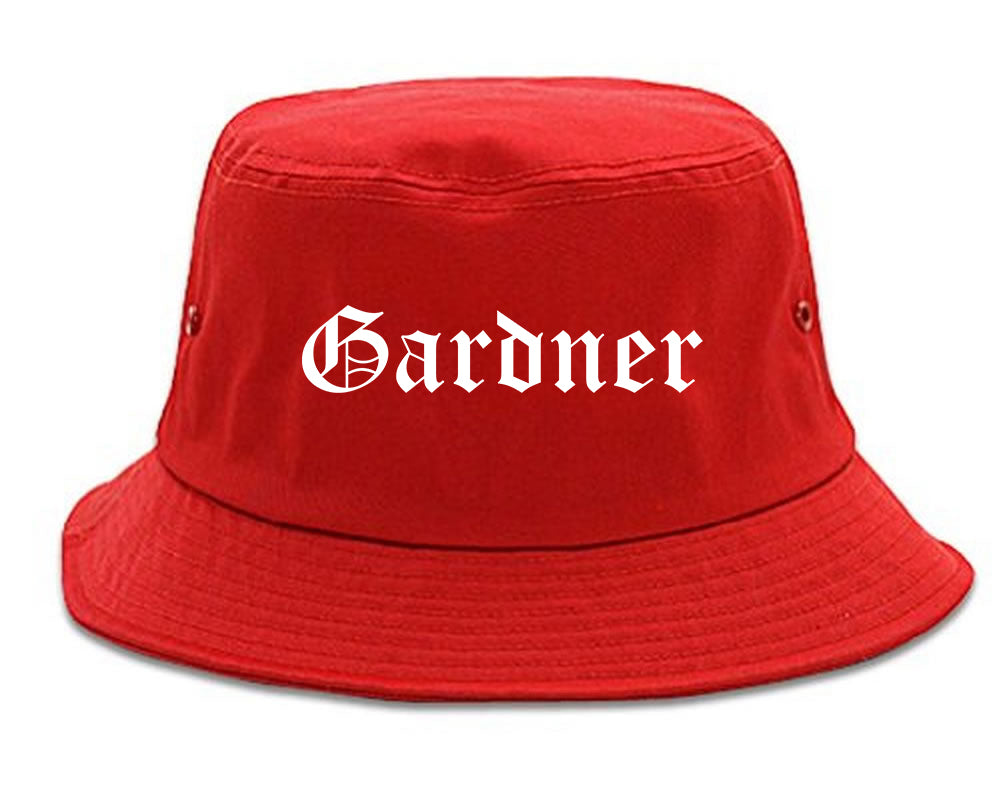 Gardner Massachusetts MA Old English Mens Bucket Hat Red