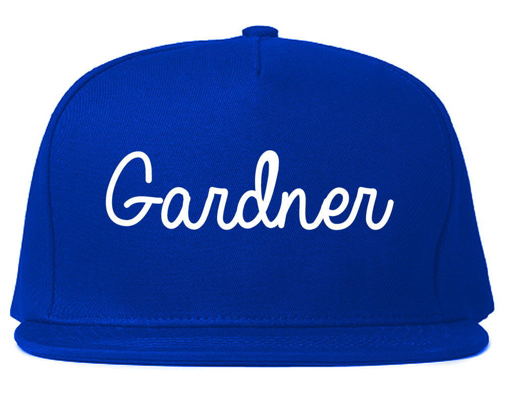 Gardner Massachusetts MA Script Mens Snapback Hat Royal Blue