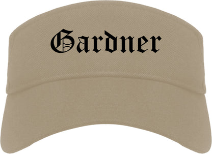 Gardner Massachusetts MA Old English Mens Visor Cap Hat Khaki