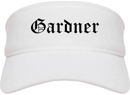 Gardner Massachusetts MA Old English Mens Visor Cap Hat White
